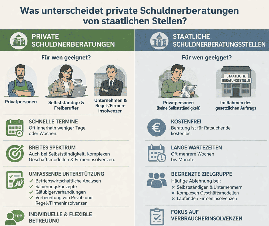 Private und staatliche Schuldnerberatung